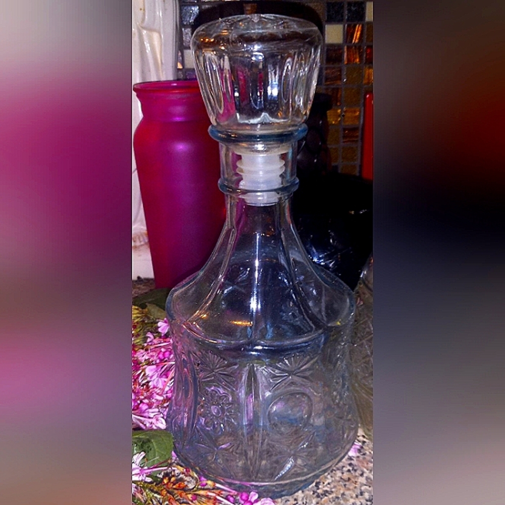 Vintage Light Blue Glass Decanter